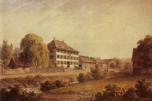 Aquarel van de Eagle Inn in Baßersdorf door Unknown
